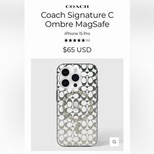 NWT Coach Signature C Ombre iPhone 15 Pro Max Case - Black and Gray